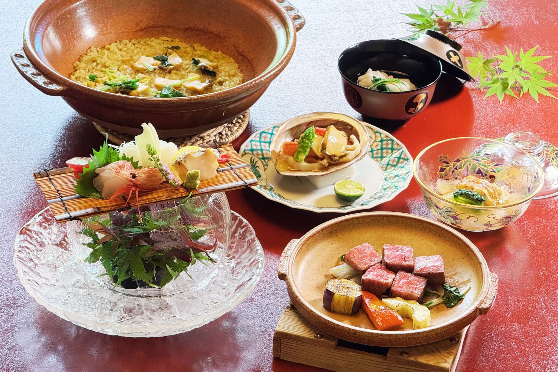 旬の逸品 能登産鮑と能登牛の会席